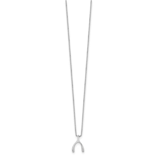 White Ice Sterling Silver Rhodium-plated 18 Inch Diamond Wishbone Slide Pendant Necklace with 2 Inch Extender QW416-18