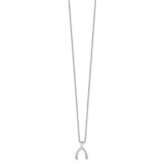 White Ice Sterling Silver Rhodium-plated 18 Inch Diamond Wishbone Slide Pendant Necklace with 2 Inch Extender QW416-18