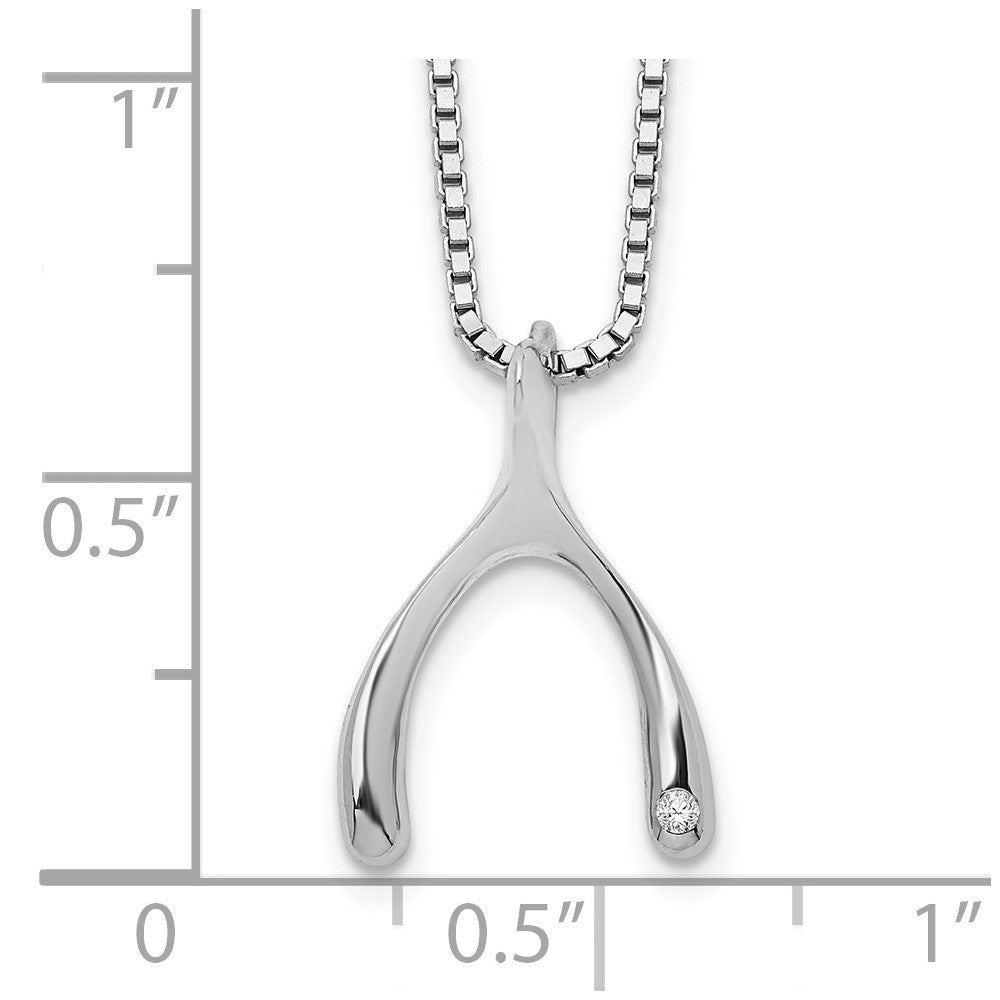 White Ice Sterling Silver Rhodium-plated 18 Inch Diamond Wishbone Slide Pendant Necklace with 2 Inch Extender QW416-18