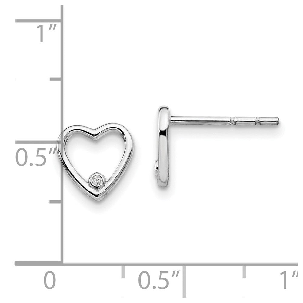 QW418 White Ice Sterling Silver Rhodium-plated Diamond Open Heart Post Earrings