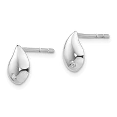 QW422 White Ice Sterling Silver Rhodium-plated Diamond Teardrop Post Earrings