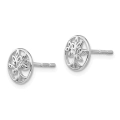 QW425 White Ice Sterling Silver Rhodium-plated Diamond Tree Post Earrings