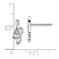 QW429 White Ice Sterling Silver Rhodium-plated Diamond Musical Post Earrings