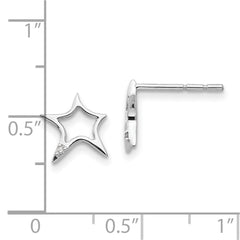 QW430 White Ice Sterling Silver Rhodium-plated Diamond Star Post Earrings