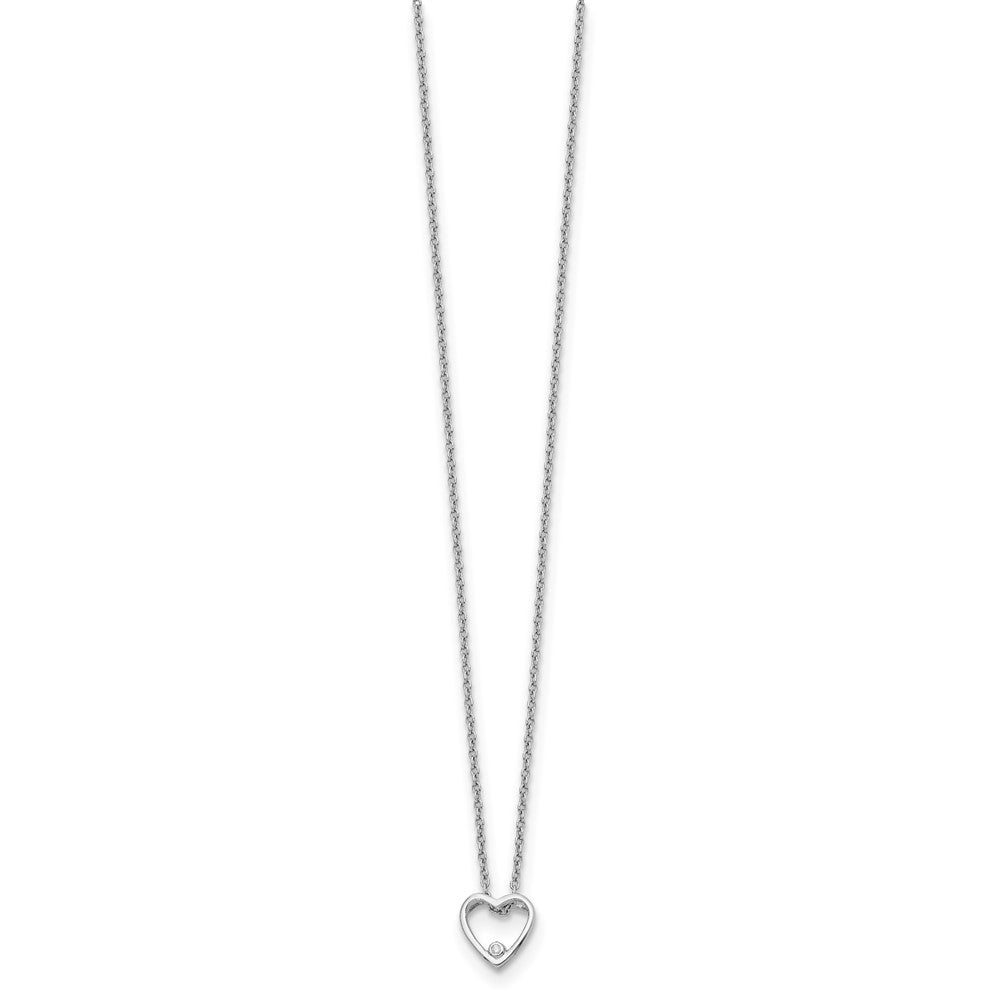 White Ice Sterling Silver Rhodium-plated 18 Inch Diamond Open Heart Necklace with 2 Inch Extender QW435-18