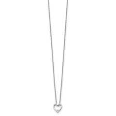 White Ice Sterling Silver Rhodium-plated 18 Inch Diamond Open Heart Necklace with 2 Inch Extender QW435-18