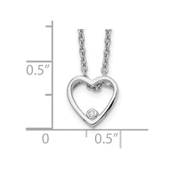White Ice Sterling Silver Rhodium-plated 18 Inch Diamond Open Heart Necklace with 2 Inch Extender QW435-18