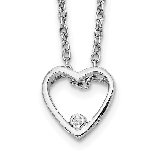 White Ice Sterling Silver Rhodium-plated 18 Inch Diamond Open Heart Necklace with 2 Inch Extender QW435-18