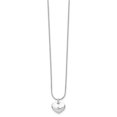 White Ice Sterling Silver Rhodium-plated 18 Inch Diamond Heart Necklace with 2 Inch Extender QW436-18