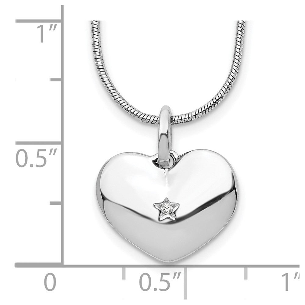 White Ice Sterling Silver Rhodium-plated 18 Inch Diamond Heart Necklace with 2 Inch Extender QW436-18