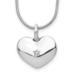 White Ice Sterling Silver Rhodium-plated 18 Inch Diamond Heart Necklace with 2 Inch Extender QW436-18