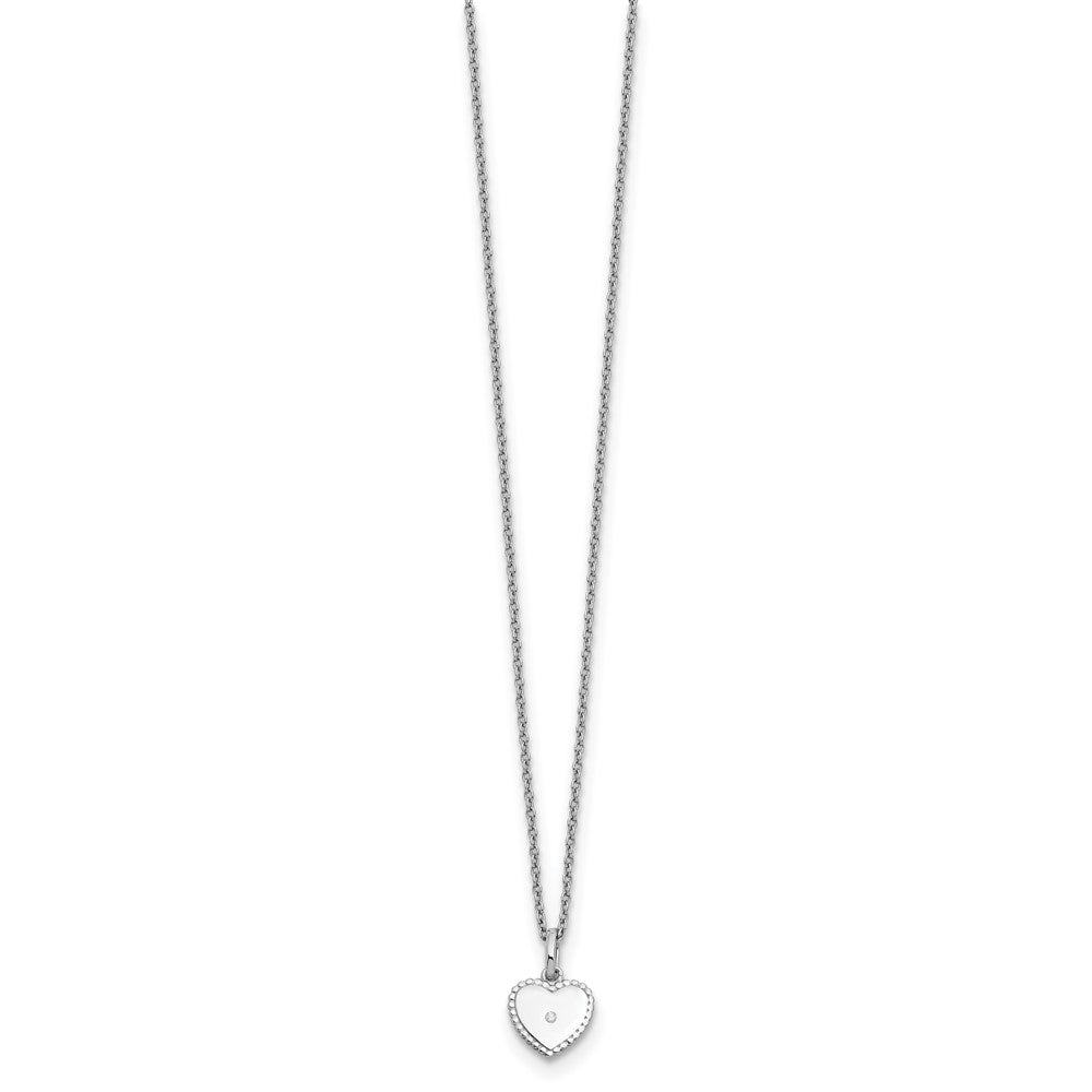 White Ice Sterling Silver Rhodium-plated 18 Inch Diamond Heart Necklace with 2 Inch Extender QW437-18