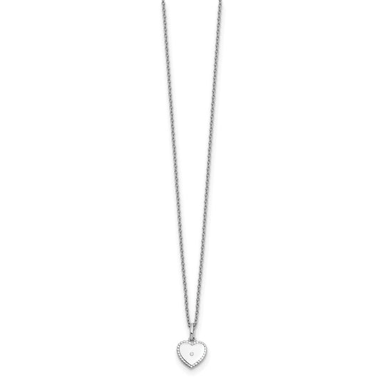 White Ice Sterling Silver Rhodium-plated 18 Inch Diamond Heart Necklace with 2 Inch Extender QW437-18