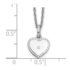 White Ice Sterling Silver Rhodium-plated 18 Inch Diamond Heart Necklace with 2 Inch Extender QW437-18