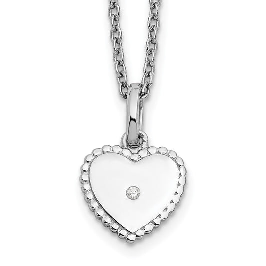 White Ice Sterling Silver Rhodium-plated 18 Inch Diamond Heart Necklace with 2 Inch Extender QW437-18