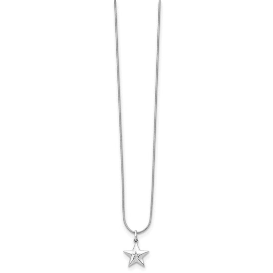 White Ice Sterling Silver Rhodium-plated 18 Inch Diamond Star Necklace with 2 Inch Extender QW438-18