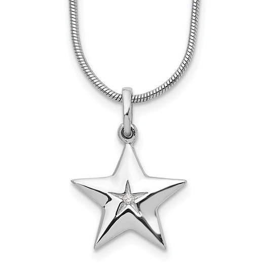 White Ice Sterling Silver Rhodium-plated 18 Inch Diamond Star Necklace with 2 Inch Extender QW438-18