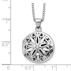 White Ice Sterling Silver Rhodium-plated 18 Inch Diamond Star Round Locket Necklace with 2 Inch Extender QW440-18