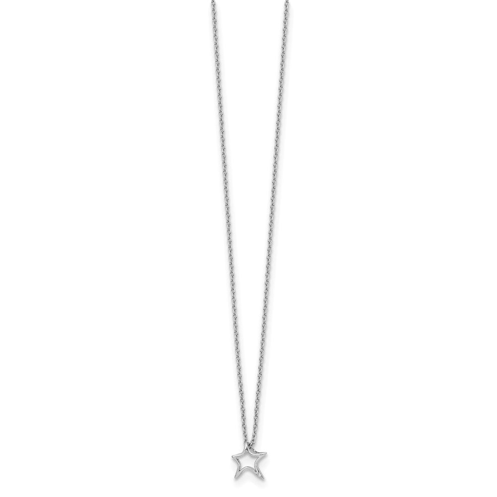 White Ice Sterling Silver Rhodium-plated 18 Inch Diamond Star Necklace with 2 Inch Extender QW443-18