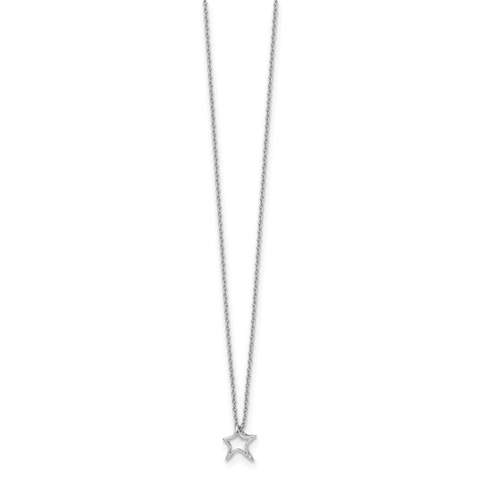White Ice Sterling Silver Rhodium-plated 18 Inch Diamond Star Necklace with 2 Inch Extender QW443-18