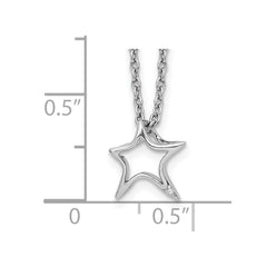 White Ice Sterling Silver Rhodium-plated 18 Inch Diamond Star Necklace with 2 Inch Extender QW443-18