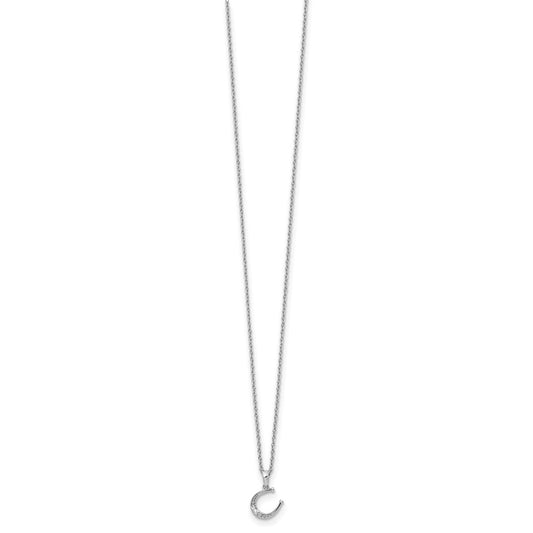 White Ice Sterling Silver Rhodium-plated 18 Inch Diamond Horseshoe Necklace with 2 Inch Extender QW444-18