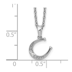 White Ice Sterling Silver Rhodium-plated 18 Inch Diamond Horseshoe Necklace with 2 Inch Extender QW444-18