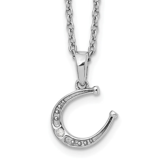 White Ice Sterling Silver Rhodium-plated 18 Inch Diamond Horseshoe Necklace with 2 Inch Extender QW444-18