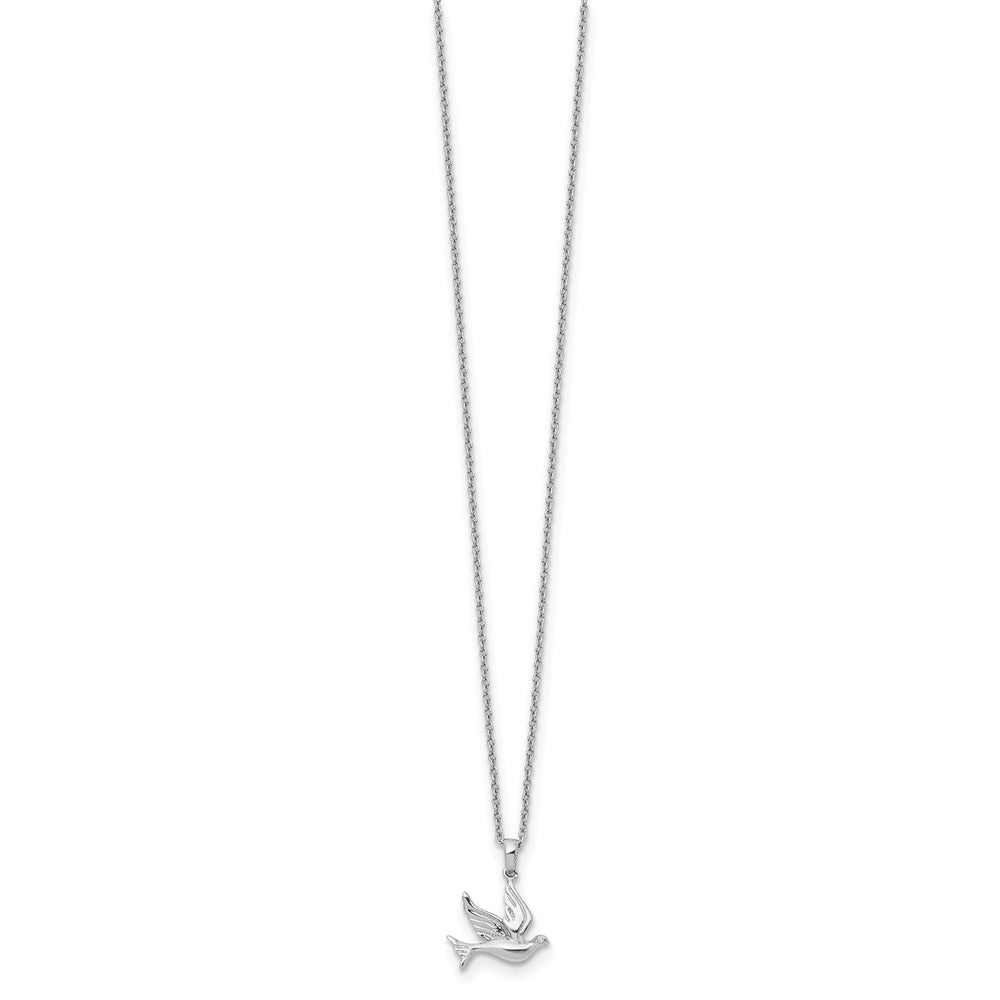 White Ice Sterling Silver Rhodium-plated 18 Inch Diamond Dove Necklace with 2 Inch Extender QW445-18
