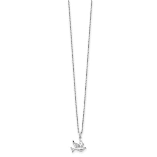 White Ice Sterling Silver Rhodium-plated 18 Inch Diamond Dove Necklace with 2 Inch Extender QW445-18