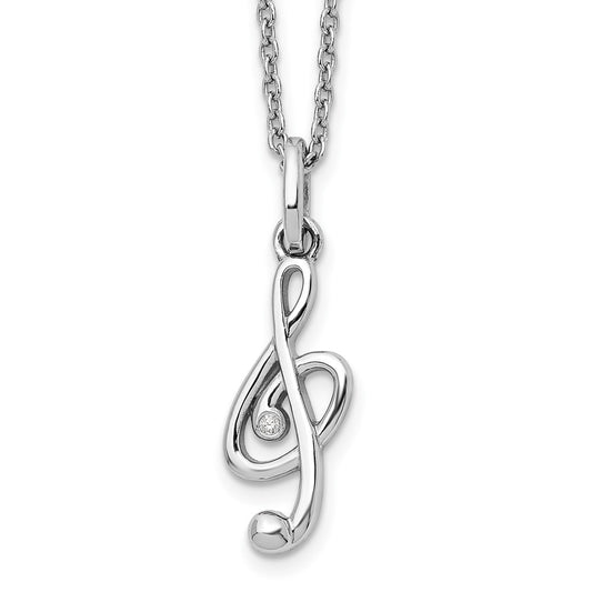 White Ice Sterling Silver Rhodium-plated 18 Inch Diamond Musical Necklace with 2 Inch Extender QW447-18