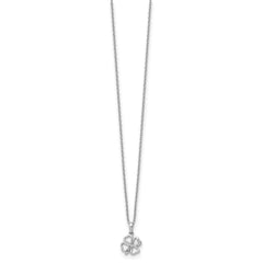 White Ice Sterling Silver Rhodium-plated 18 Inch Diamond Clover Necklace with 2 Inch Extender QW448-18