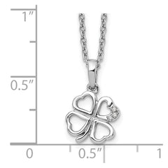 White Ice Sterling Silver Rhodium-plated 18 Inch Diamond Clover Necklace with 2 Inch Extender QW448-18