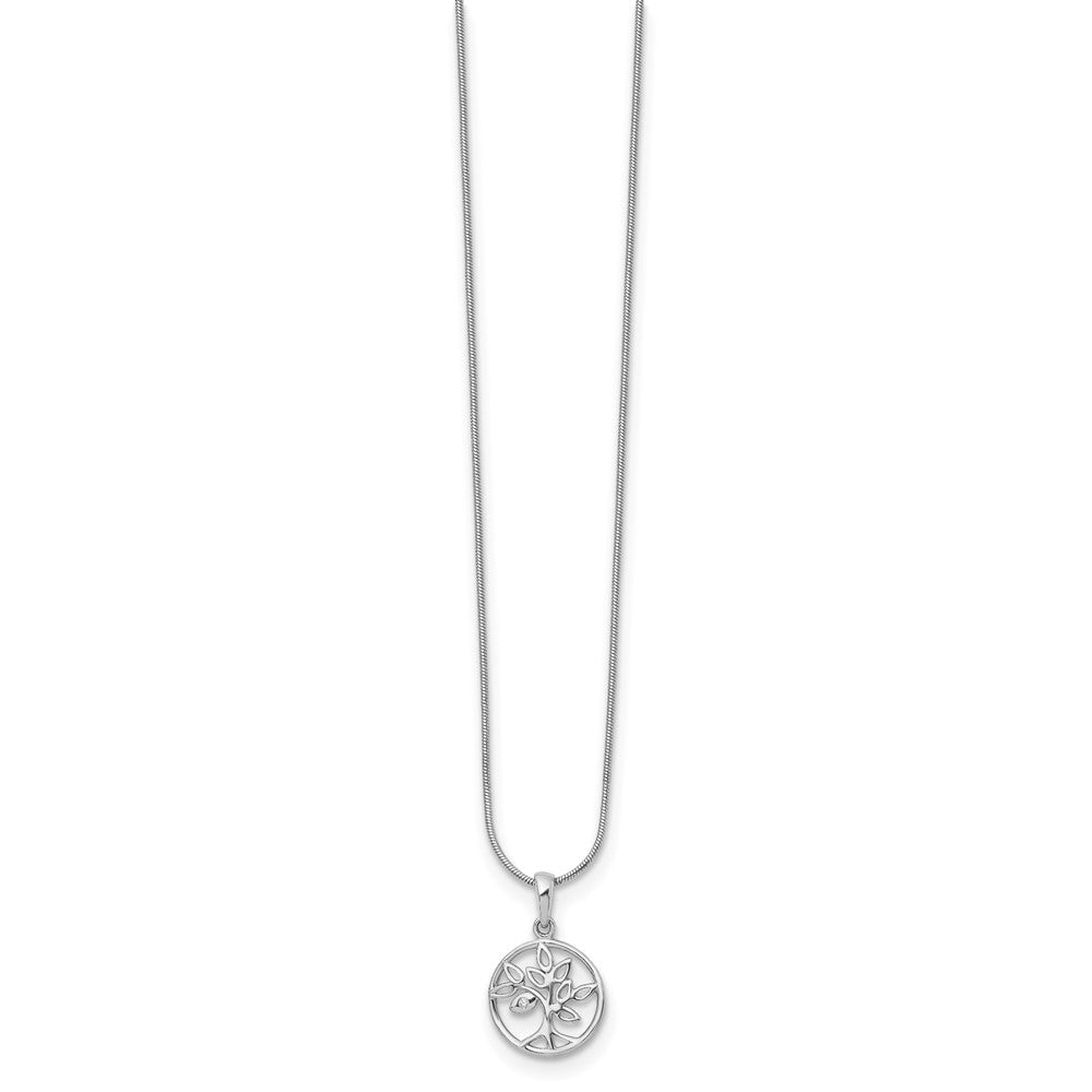 White Ice Sterling Silver Rhodium-plated 18 Inch Diamond Tree Necklace with 2 Inch Extender QW450-18