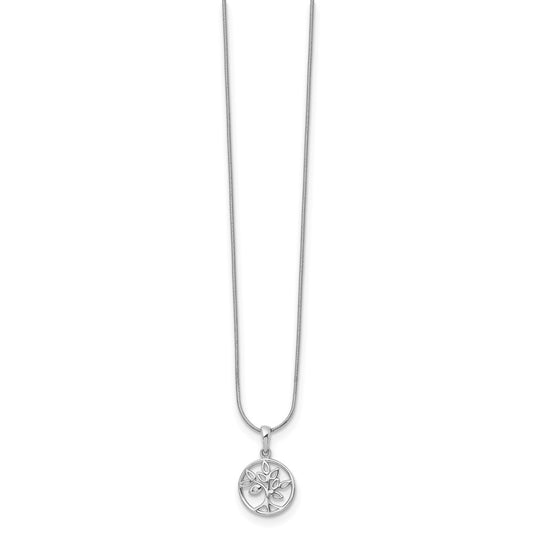White Ice Sterling Silver Rhodium-plated 18 Inch Diamond Tree Necklace with 2 Inch Extender QW450-18