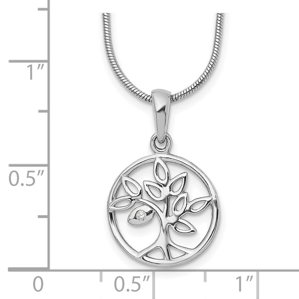 White Ice Sterling Silver Rhodium-plated 18 Inch Diamond Tree Necklace with 2 Inch Extender QW450-18