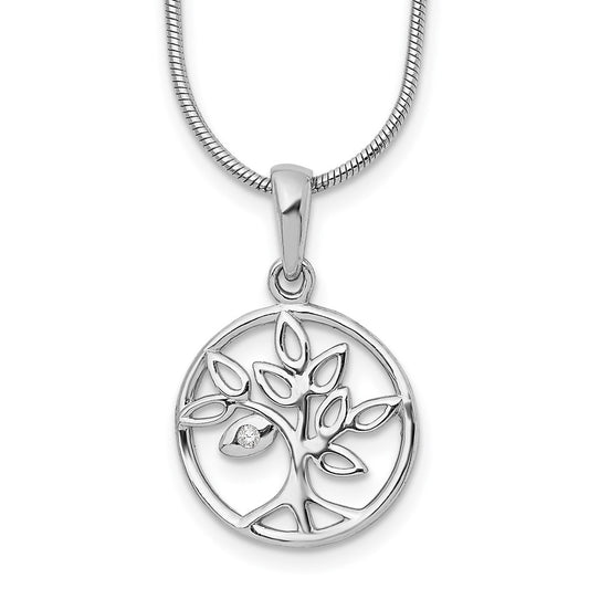 White Ice Sterling Silver Rhodium-plated 18 Inch Diamond Tree Necklace with 2 Inch Extender QW450-18