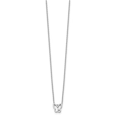 White Ice Sterling Silver Rhodium-plated 18 Inch Diamond Butterfly Necklace with 2 Inch Extender QW451-18