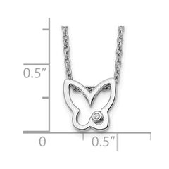 White Ice Sterling Silver Rhodium-plated 18 Inch Diamond Butterfly Necklace with 2 Inch Extender QW451-18