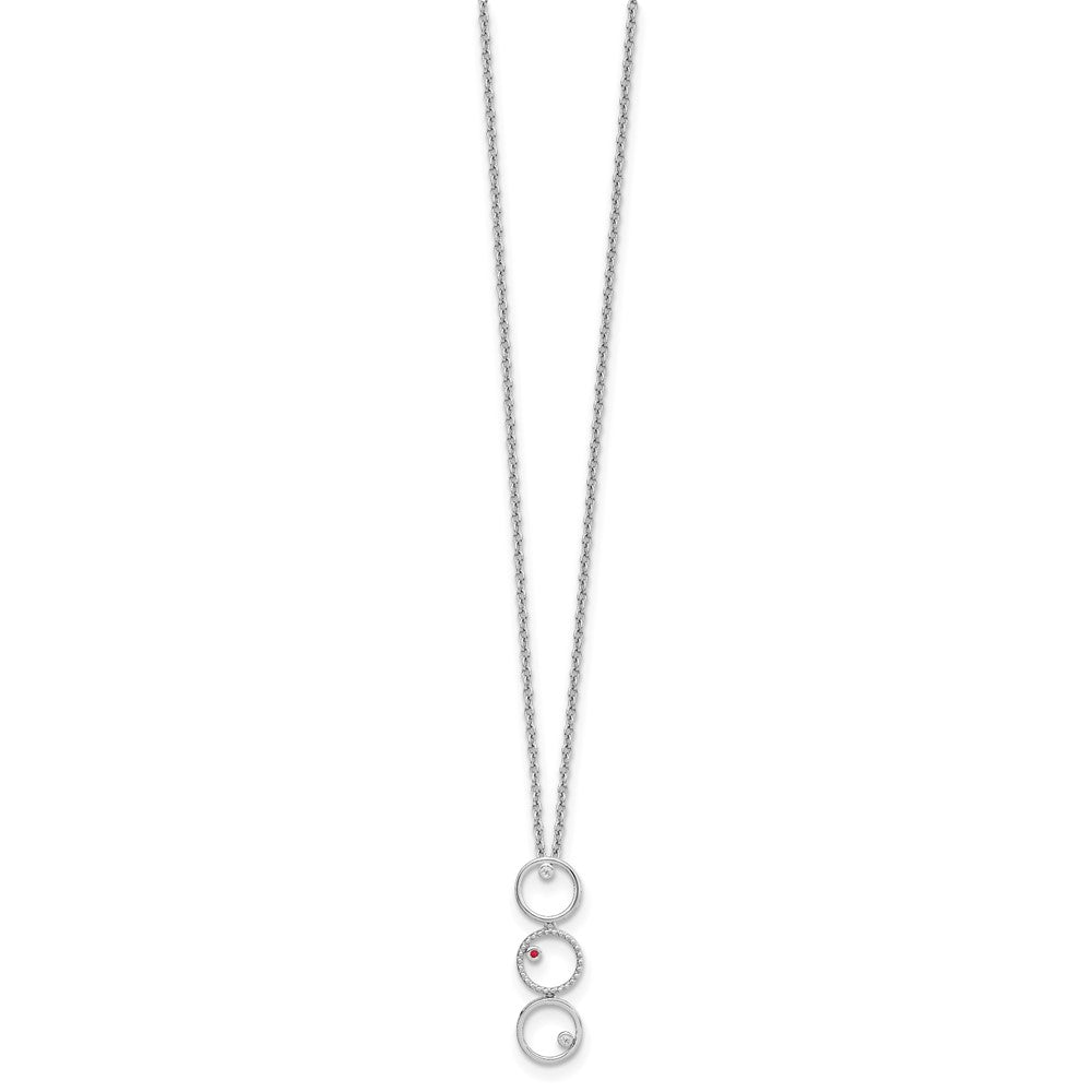White Ice Sterling Silver Rhodium-plated 18 Inch Diamond and Ruby Necklace with 2 Inch Extender QW461-18