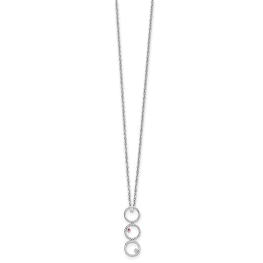 White Ice Sterling Silver Rhodium-plated 18 Inch Diamond and Ruby Necklace with 2 Inch Extender QW461-18