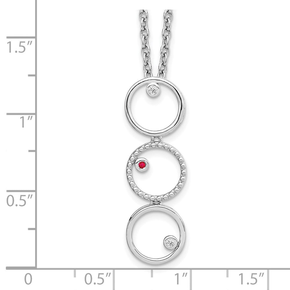 White Ice Sterling Silver Rhodium-plated 18 Inch Diamond and Ruby Necklace with 2 Inch Extender QW461-18
