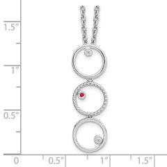 White Ice Sterling Silver Rhodium-plated 18 Inch Diamond and Ruby Necklace with 2 Inch Extender QW461-18