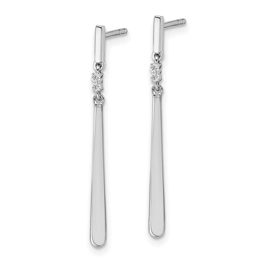 QW462 White Ice Sterling Silver Rhodium-plated Diamond Post Dangle Earrings