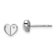QW464 White Ice Sterling Silver Rhodium-plated Diamond Heart Post Earrings