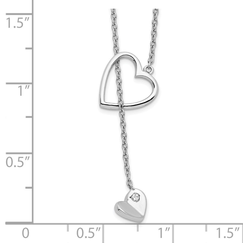 White Ice Sterling Silver Rhodium-plated 18 Inch Diamond Heart Necklace QW465-18