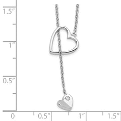 White Ice Sterling Silver Rhodium-plated 18 Inch Diamond Heart Necklace QW465-18