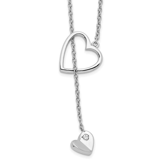 White Ice Sterling Silver Rhodium-plated 18 Inch Diamond Heart Necklace QW465-18