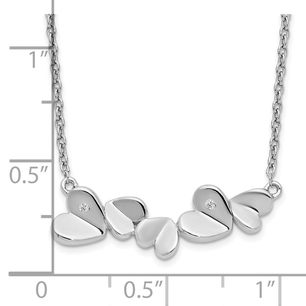 White Ice Sterling Silver Rhodium-plated 18 Inch Diamond Heart Bar Necklace QW467-18
