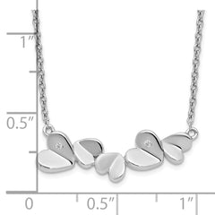 White Ice Sterling Silver Rhodium-plated 18 Inch Diamond Heart Bar Necklace QW467-18